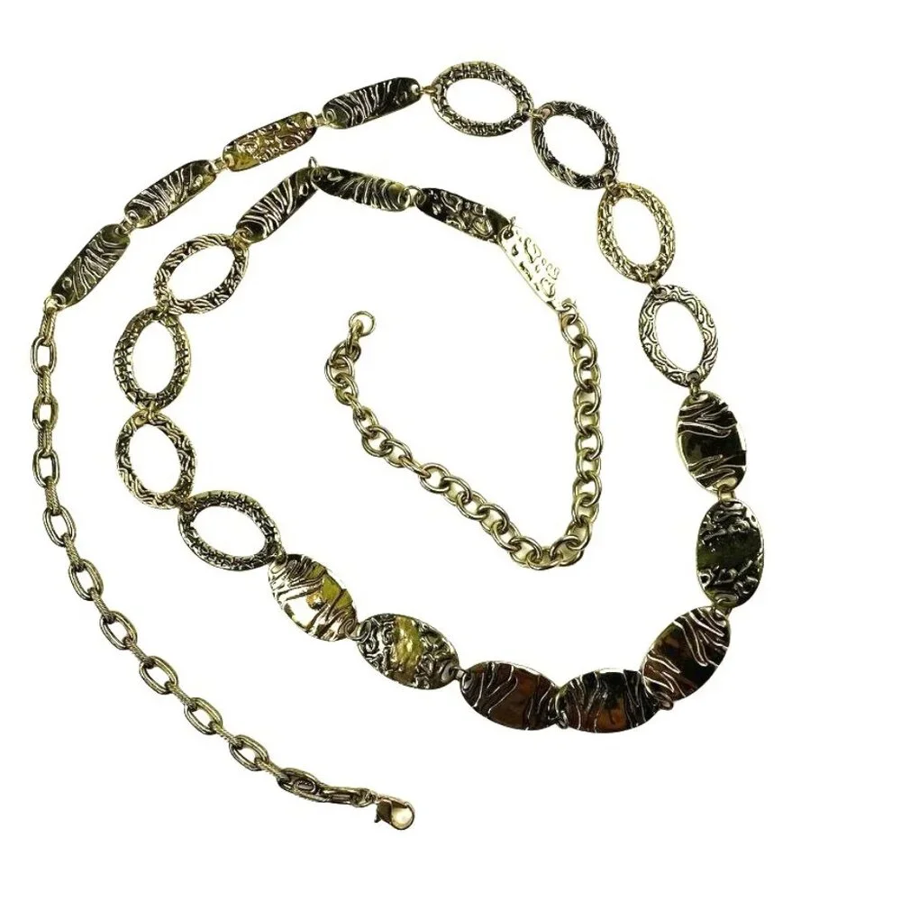 Belly Body Chain Link Belt One Size Retro Gold Tone Vintage Boho Chic 70s u
